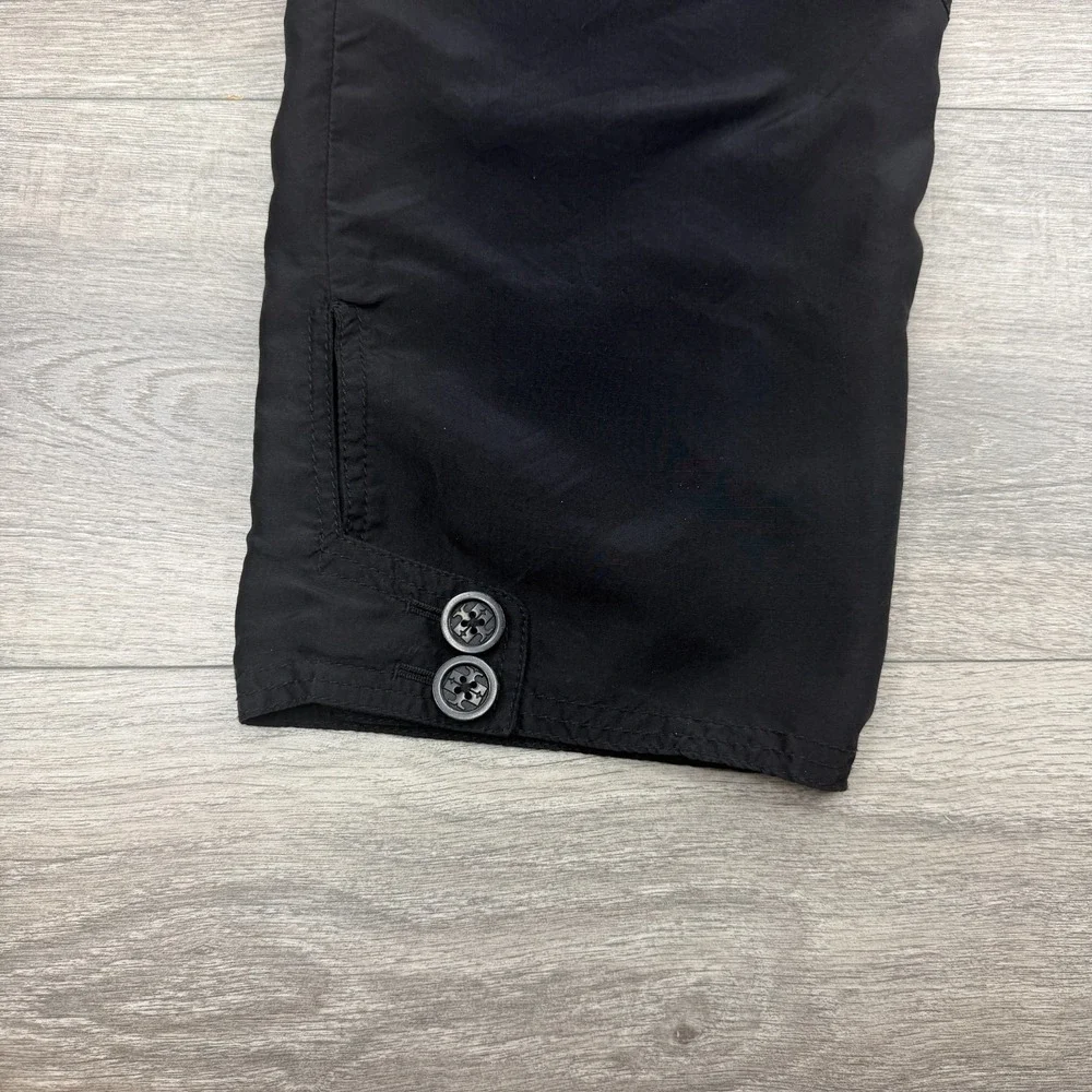 Tory Burch Pants Womens 12 Black Cargo Silk Cropped Relaxed High Rise Utility